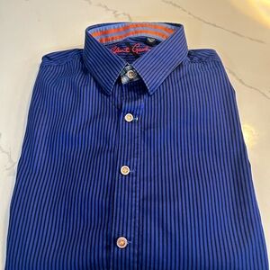 ROBERT GRAHAM BLUE PINSTRIPE SHORT SLEEVE BUTTON DOWN 2XL